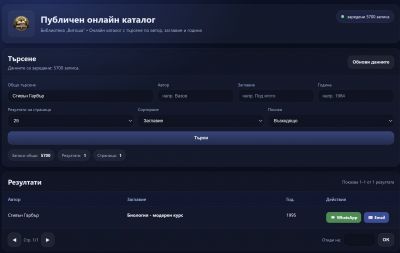 Библиотека „Витоша“ стартира своя публичен онлайн каталог 2